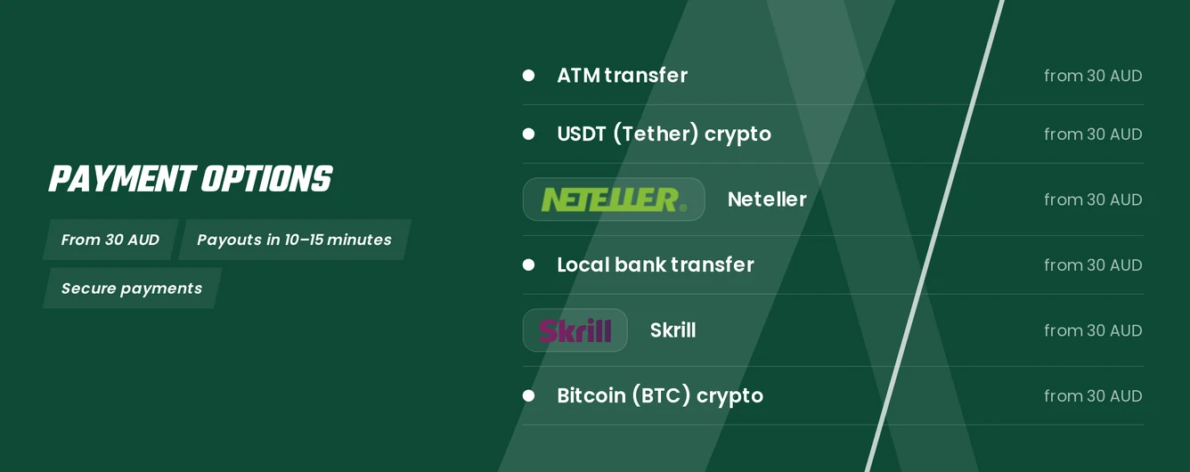 Payment methods for withdrawals